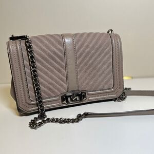 Rebecca Minkoff Love Crossbody Chevron Quilted Leather/Suede Bag, Graphite